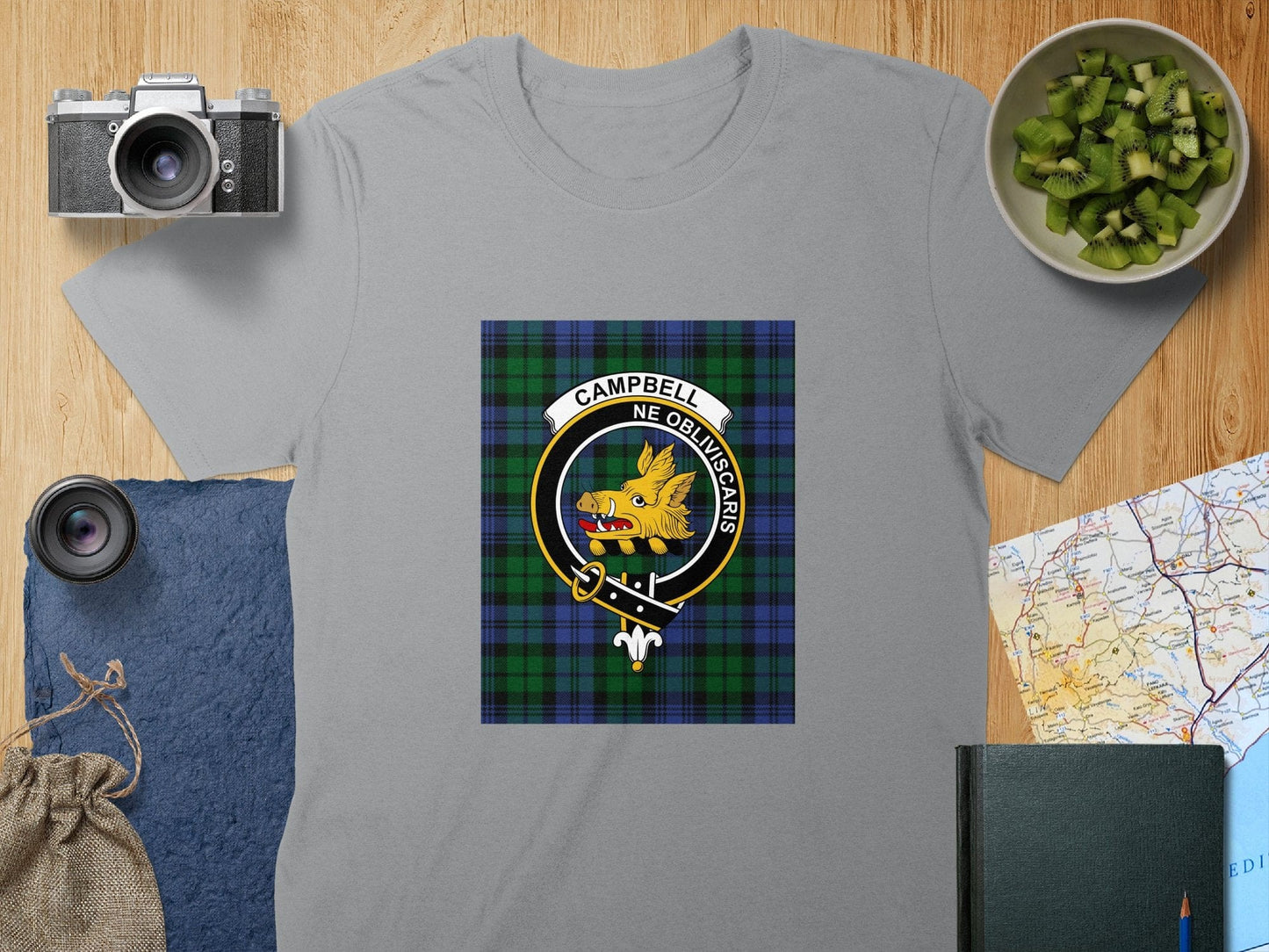 Physical Item S / Sport Grey Campbell Clan Scottish Tartan Crest Unisex T-Shirt