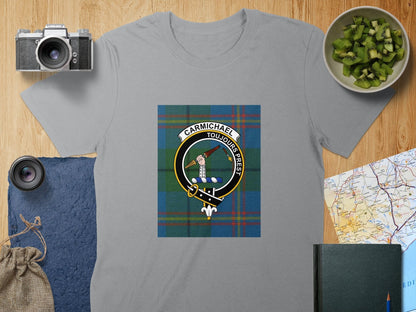 Physical Item S / Sport Grey Carmichael Clan Scottish Tartan Crest Unisex T-Shirt