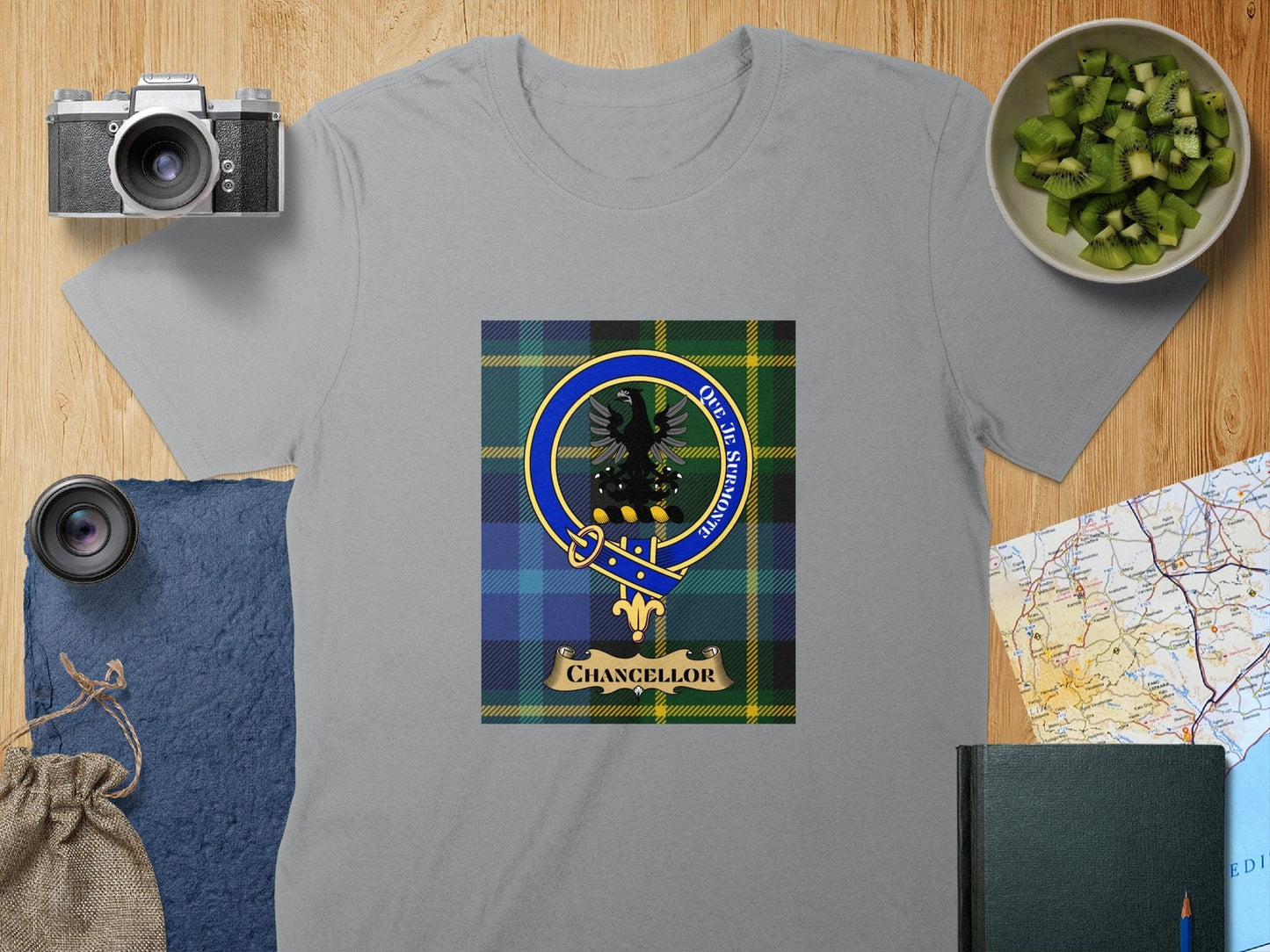 Physical Item S / Sport Grey Chancellor Clan Scottish Tartan Crest Unisex T-Shirt