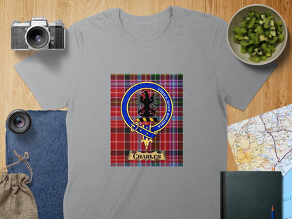 Physical Item S / Sport Grey Charles Clan Scottish Tartan Crest Unisex T-Shirt