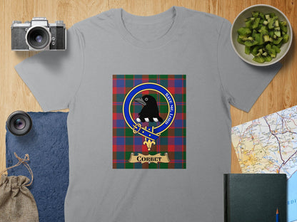 Physical Item S / Sport Grey Corbet Clan Scottish Tartan Crest Unisex T-Shirt