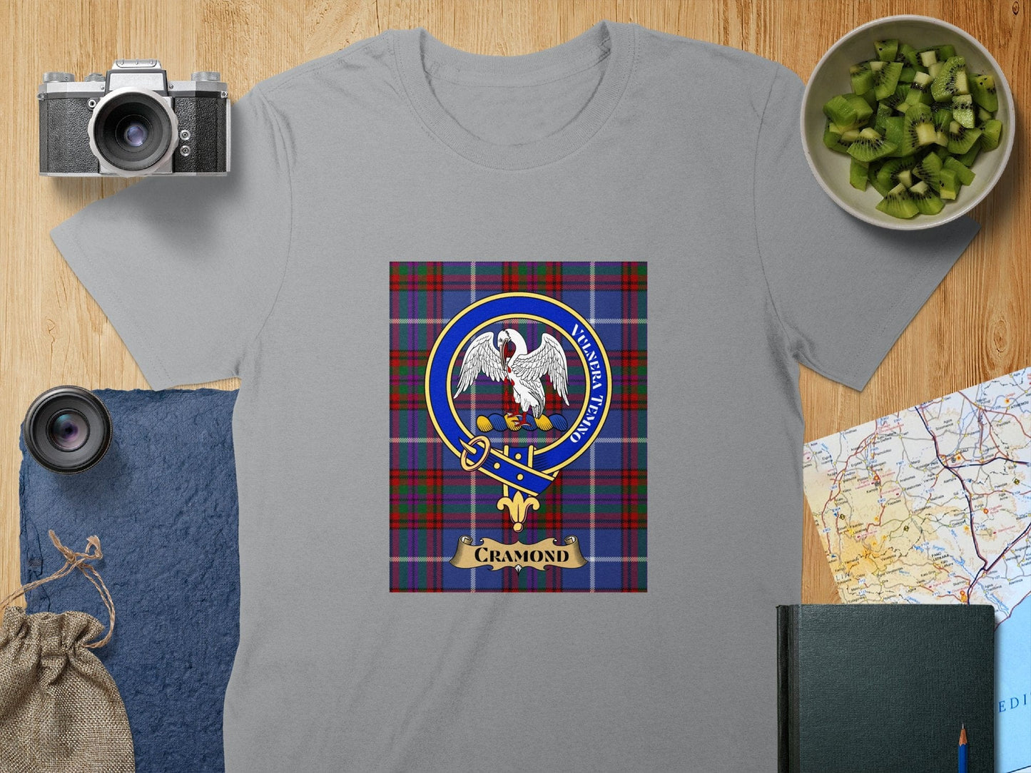 Physical Item S / Sport Grey Cramond Scottish Tartan Crest Unisex T-Shirt