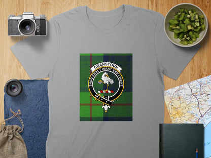 Physical Item S / Sport Grey Cranstoun Clan Scottish Tartan Crest Unisex T-Shirt