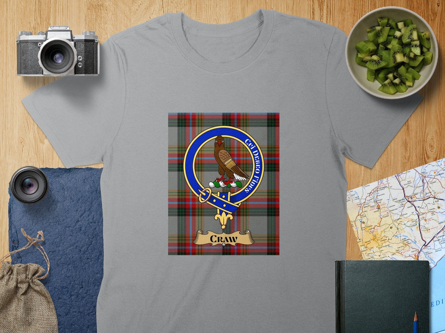 Physical Item S / Sport Grey Craw Clan Scottish Tartan Crest Unisex T-Shirt