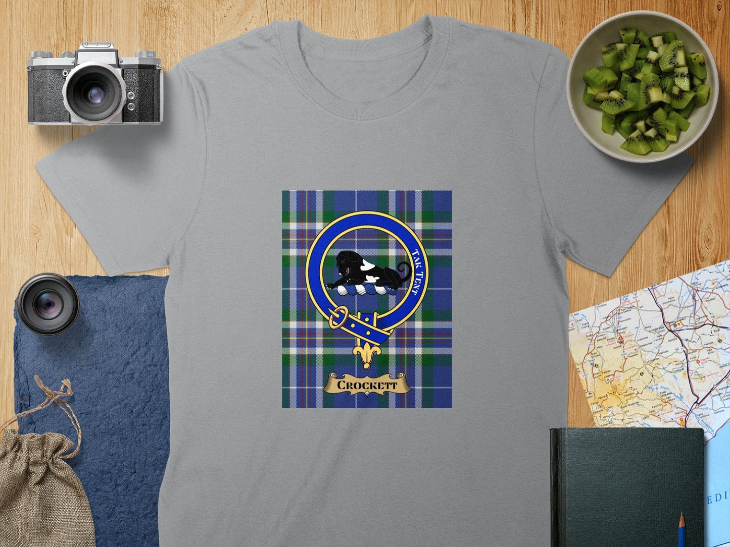 Physical Item S / Sport Grey Crockett Clan Scottish Tartan Crest Unisex T-Shirt