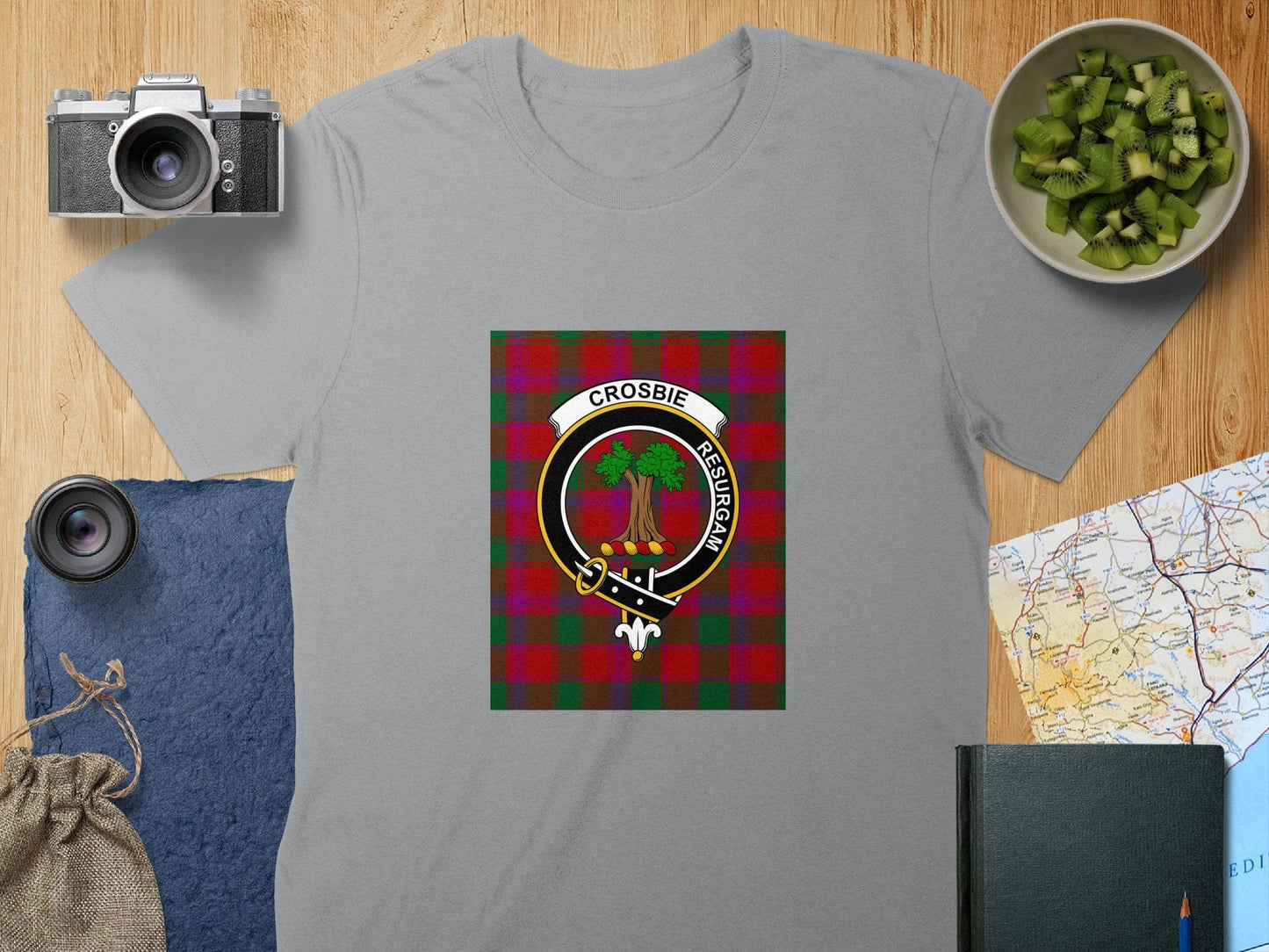 Physical Item S / Sport Grey Crosbie Clan Scottish Tartan Crest Unisex T-Shirt