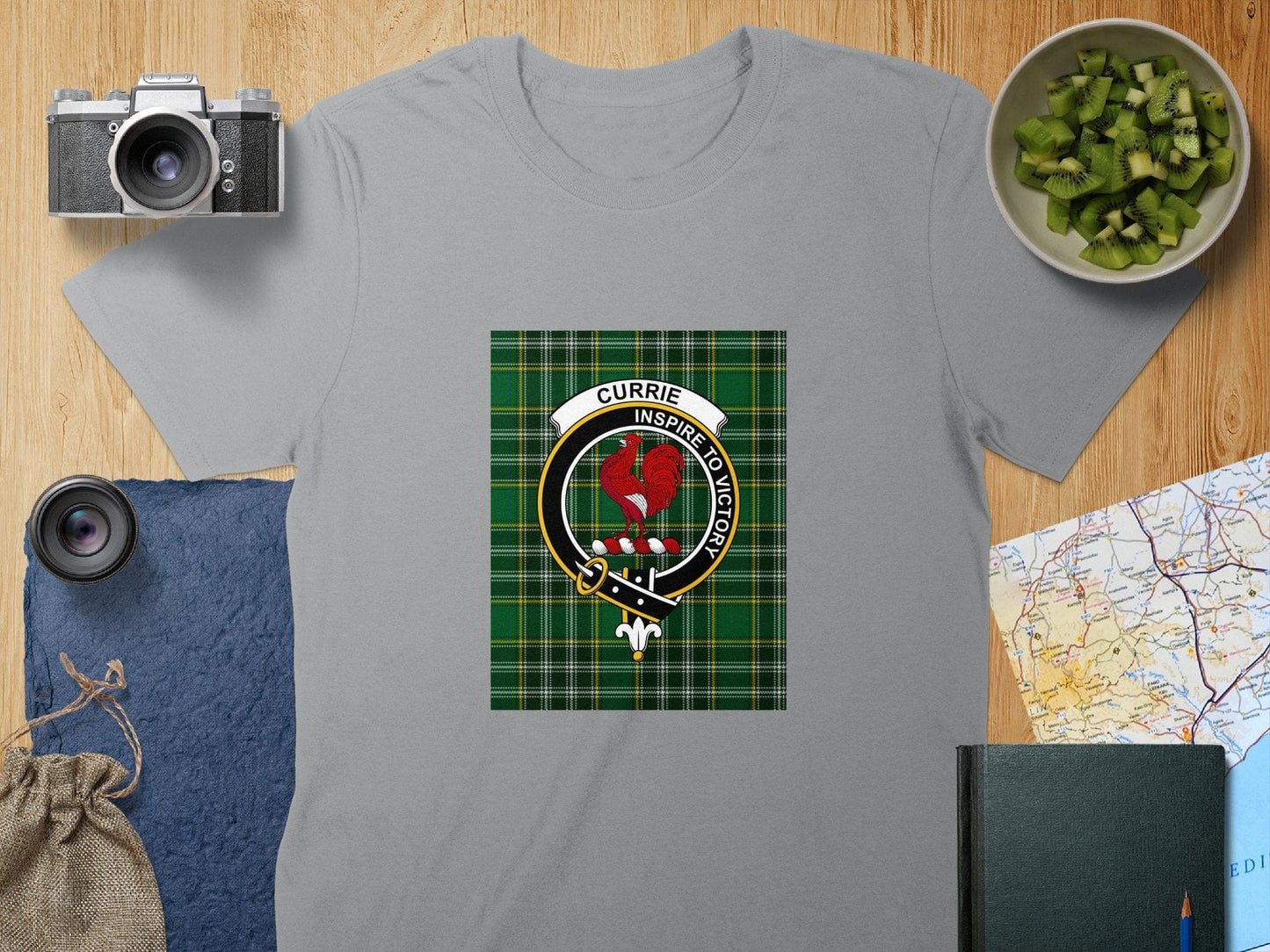 Physical Item S / Sport Grey Currie Clan Scottish Tartan Crest Unisex T-Shirt