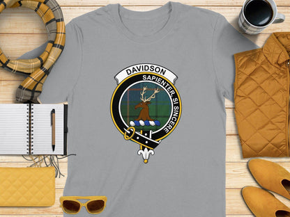 Davidson Clan Scottish Tartan Crest T-Shirt - Celtic Ancestry Gifts