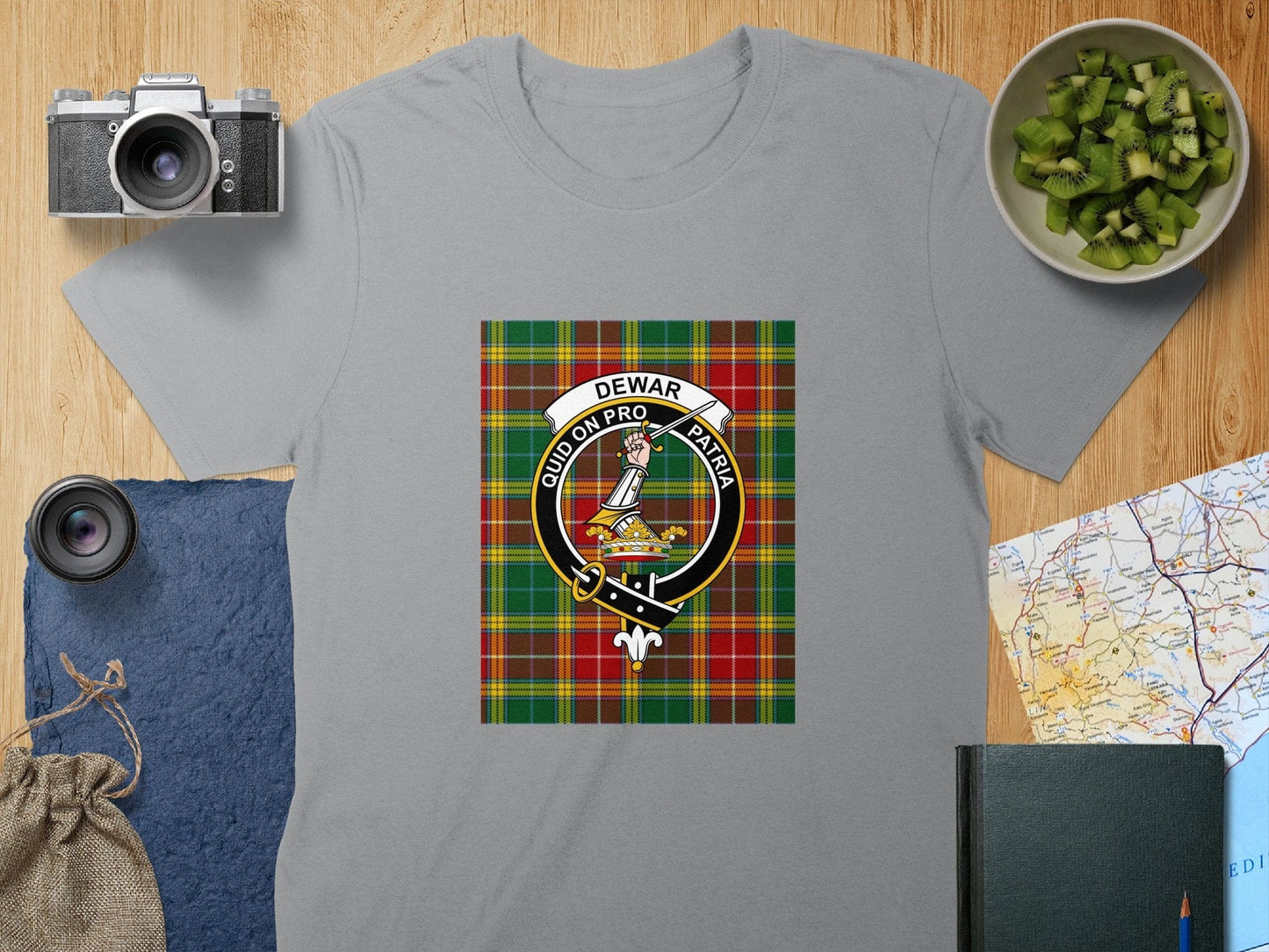 Physical Item S / Sport Grey Dewar Clan Scottish Tartan Crest Unisex T-Shirt