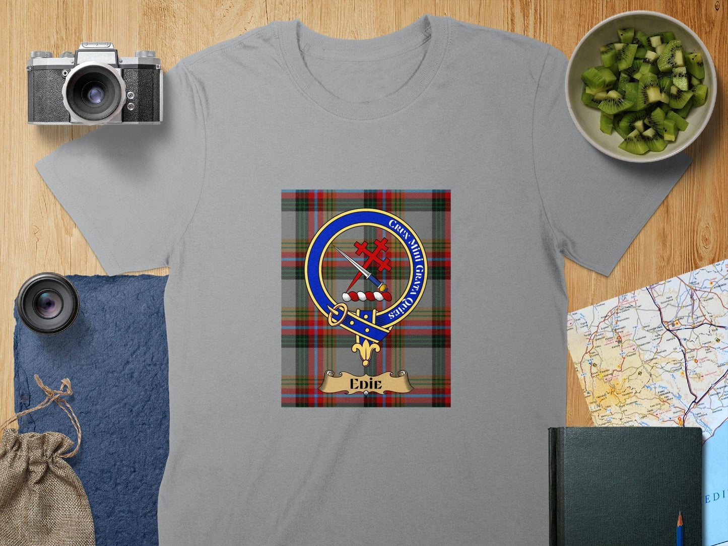 Physical Item S / Sport Grey Edie Clan Scottish Tartan Crest Unisex T-Shirt