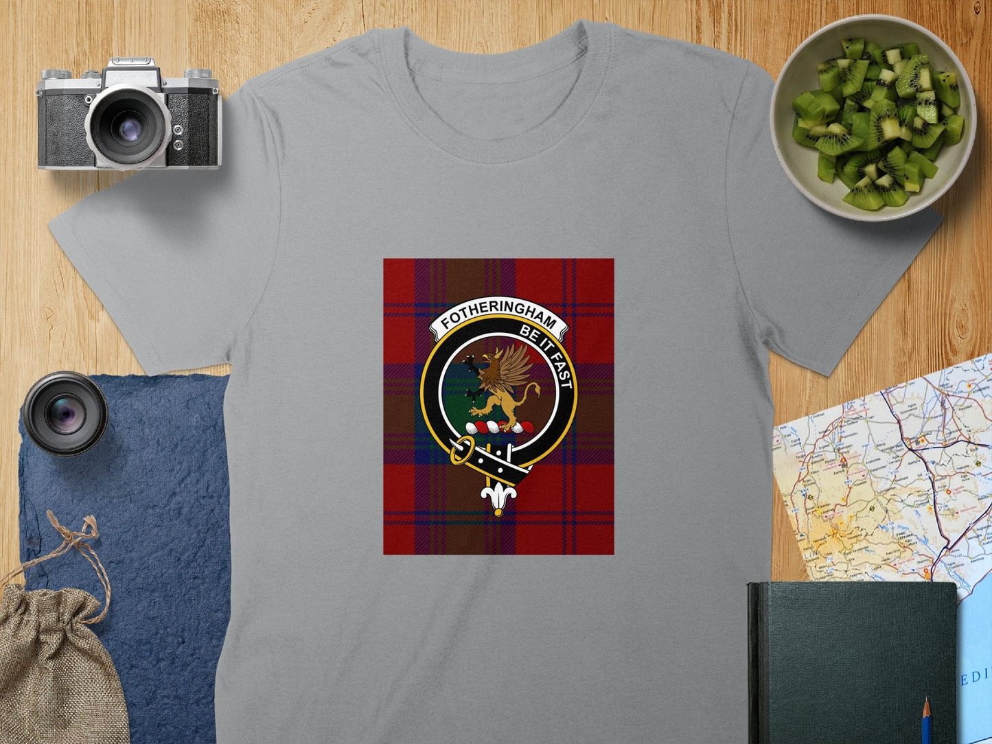 Physical Item S / Sport Grey Fotheringham Clan Scottish Tartan Crest Unisex T-Shirt