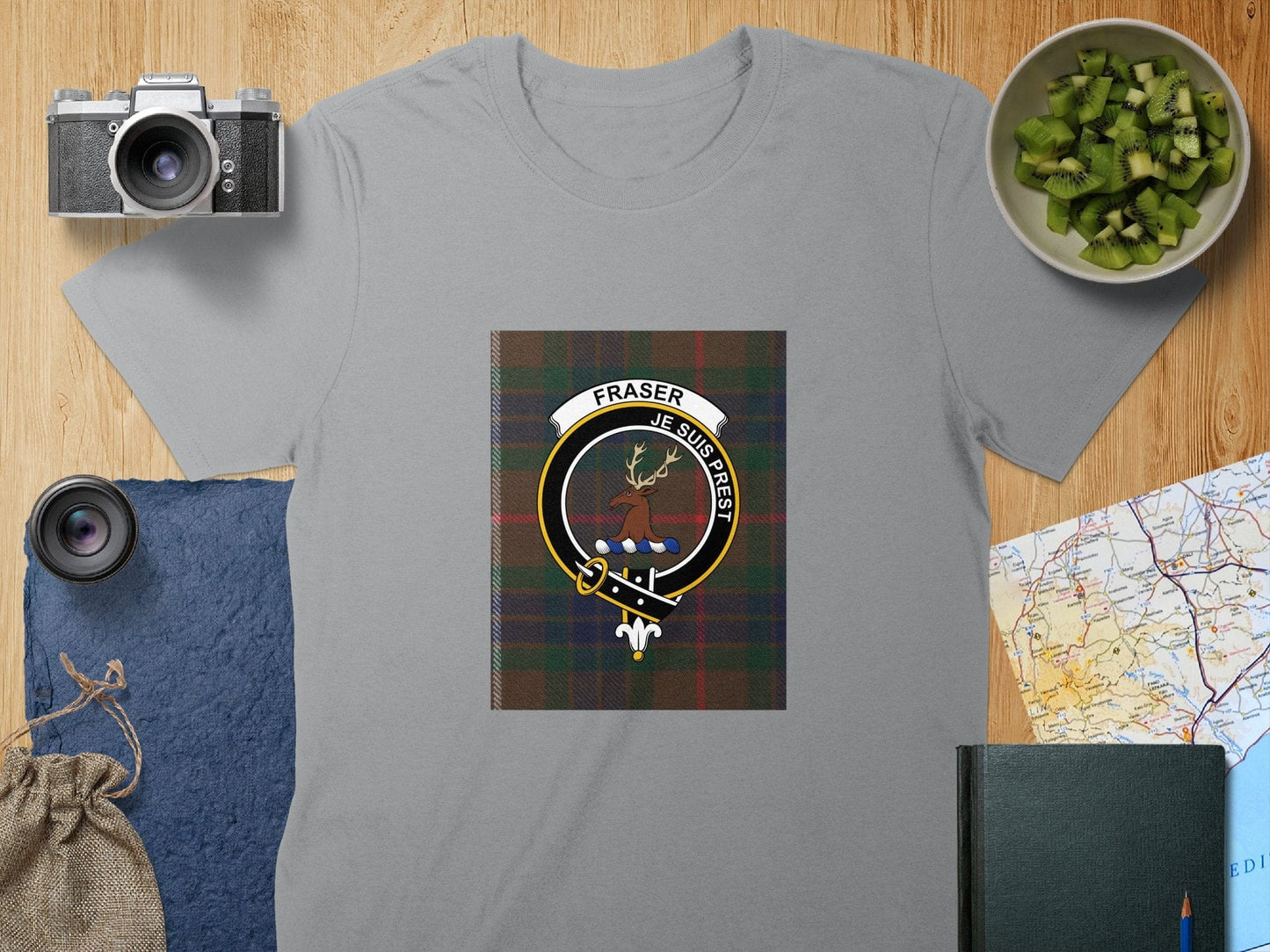 Physical Item S / Sport Grey Fraser Clan Scottish Tartan Crest Unisex T-Shirt