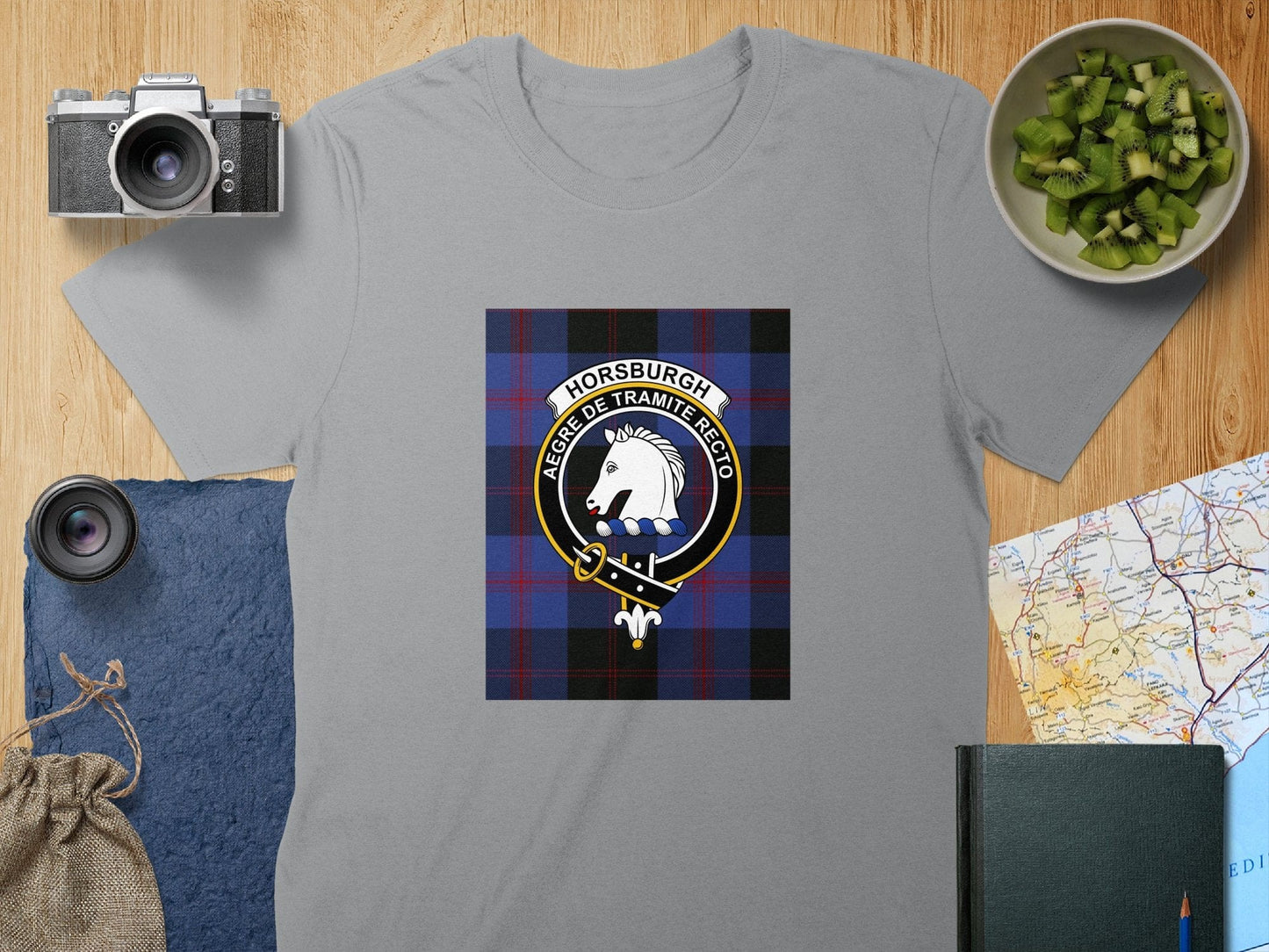 Physical Item S / Sport Grey Horsburgh Clan Scottish Tartan Crest Unisex T-Shirt