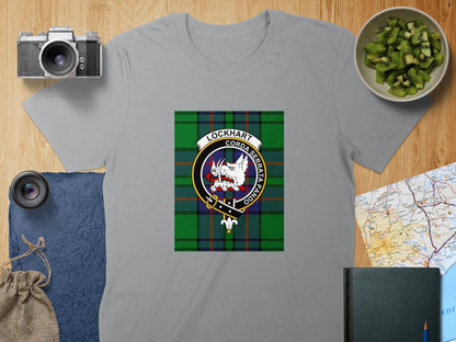 Physical Item S / Sport Grey Lockhart Clan Scottish Tartan Crest Unisex T-Shirt