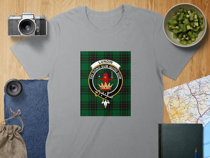 Physical Item S / Sport Grey Lundin Clan Scottish Tartan Crest Unisex T-Shirt