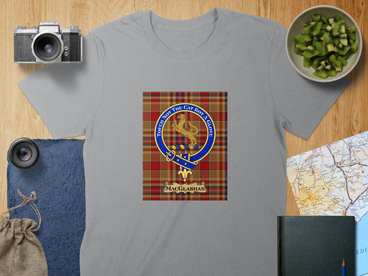 Physical Item S / Sport Grey MacGlashan Clan Scottish Tartan Crest Unisex T-Shirt