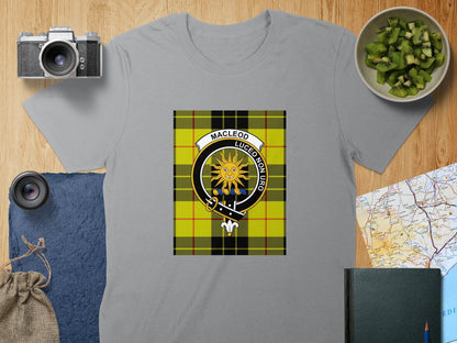 Physical Item S / Sport Grey Macleod Clan Scottish Tartan Crest Unisex T-Shirt