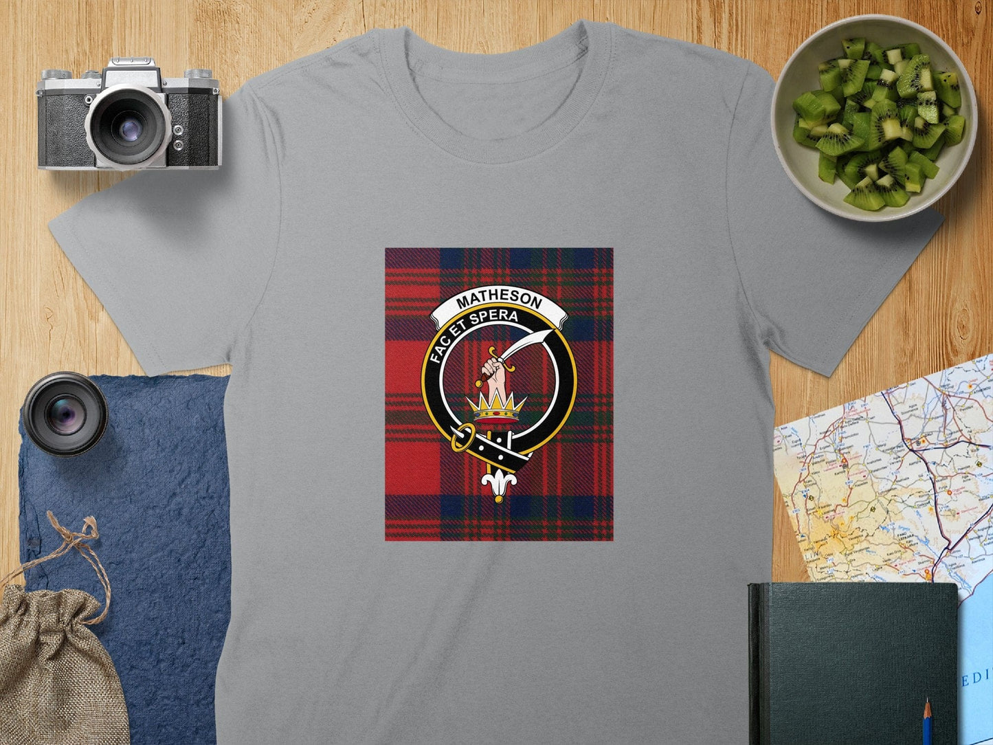 Physical Item S / Sport Grey Matheson Clan Scottish Tartan Crest Unisex T-Shirt