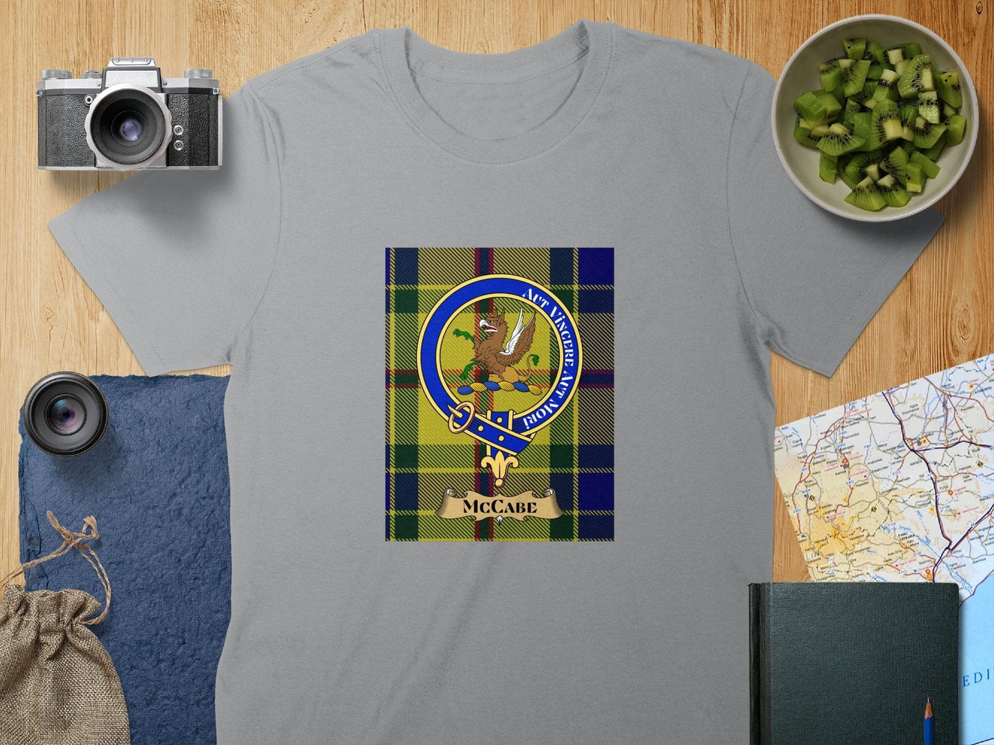 Physical Item S / Sport Grey McCabe Clan Scottish Tartan Crest Unisex T-Shirt