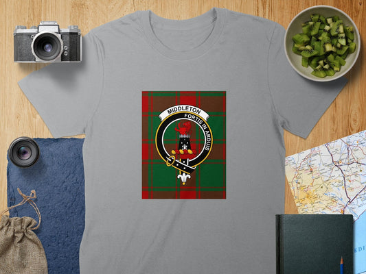 Physical Item S / Sport Grey Middleton Clan Scottish Tartan Crest Unisex T-Shirt