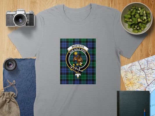 Physical Item S / Sport Grey Monteith Clan Scottish Tartan Crest Unisex T-Shirt