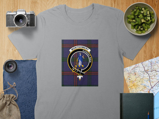 Physical Item S / Sport Grey Montgomery Clan Scottish Tartan Crest Unisex T-Shirt