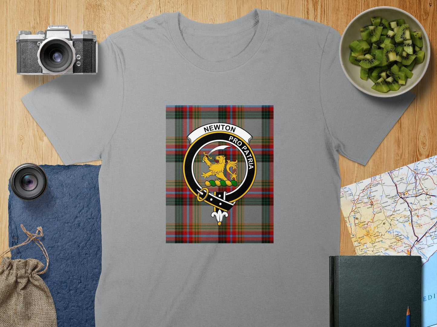 Physical Item S / Sport Grey Newton Clan Scottish Tartan Crest Unisex T-Shirt