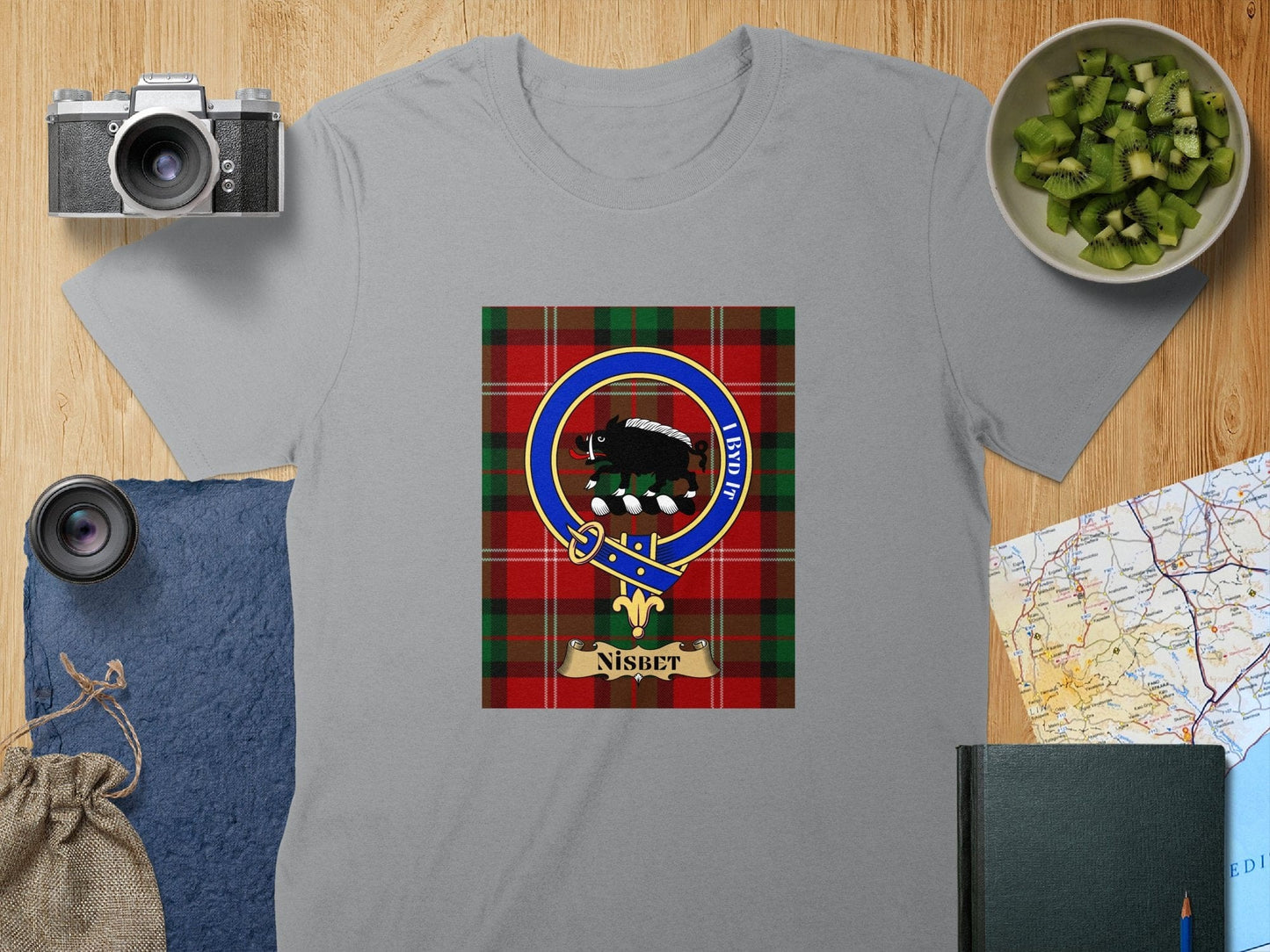 Physical Item S / Sport Grey Nisbet Clan Scottish Tartan Crest Unisex T-Shirt