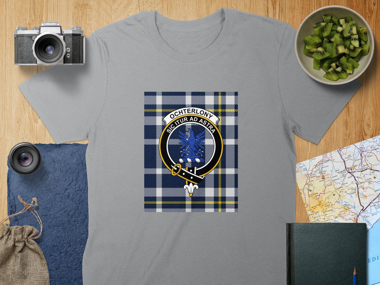 Physical Item S / Sport Grey Ochterlony Clan Scottish Tartan Crest Unisex T-Shirt