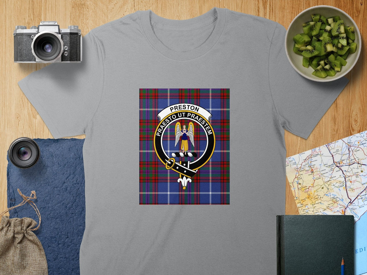 Physical Item S / Sport Grey Preston Clan Scottish Tartan Crest Unisex T-Shirt