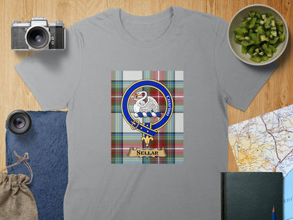 Physical Item S / Sport Grey Sellar Clan Scottish Tartan Crest Unisex T-Shirt