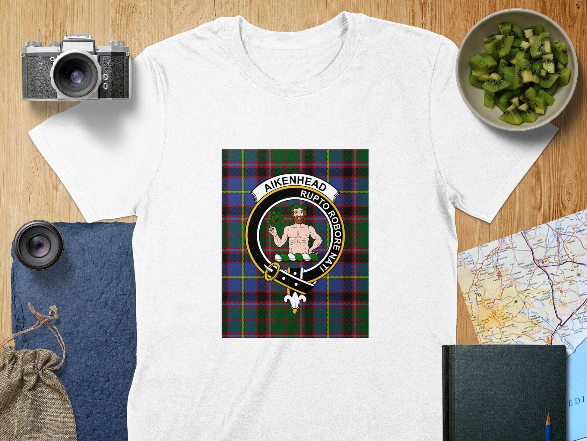 Physical Item S / White Aikenhead Clan Scottish Tartan Crest Unisex T-Shirt