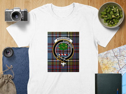 Physical Item S / White Anderson Clan Scottish Tartan Crest Unisex T-Shirt