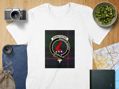 Physical Item S / White Armstrong Clan Scottish Tartan Crest Unisex T-Shirt