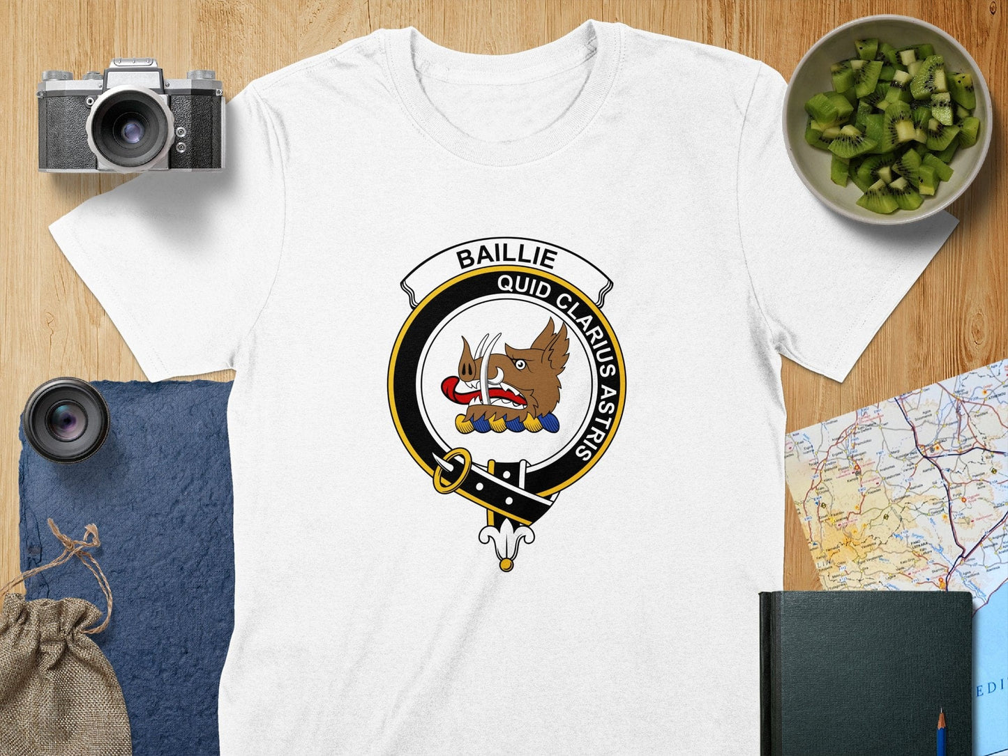 Physical Item S / White Baillie Clan Crest Scottish Unisex T-Shirt