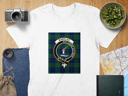 Physical Item S / White Barclay Clan Scottish Tartan Crest Unisex T-Shirt