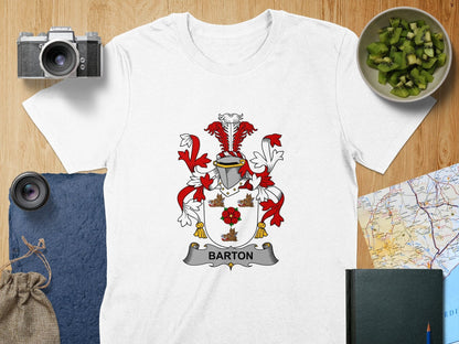 Physical Item S / White Barton Surname Irish Heraldry Unisex T-Shirt