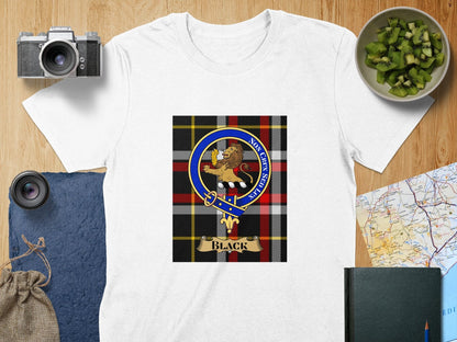 Physical Item S / White Black Clan Scottish Tartan Crest Unisex T-Shirt