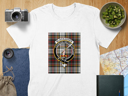 Physical Item S / White Blackadder Clan Scottish Tartan Crest Unisex T-Shirt