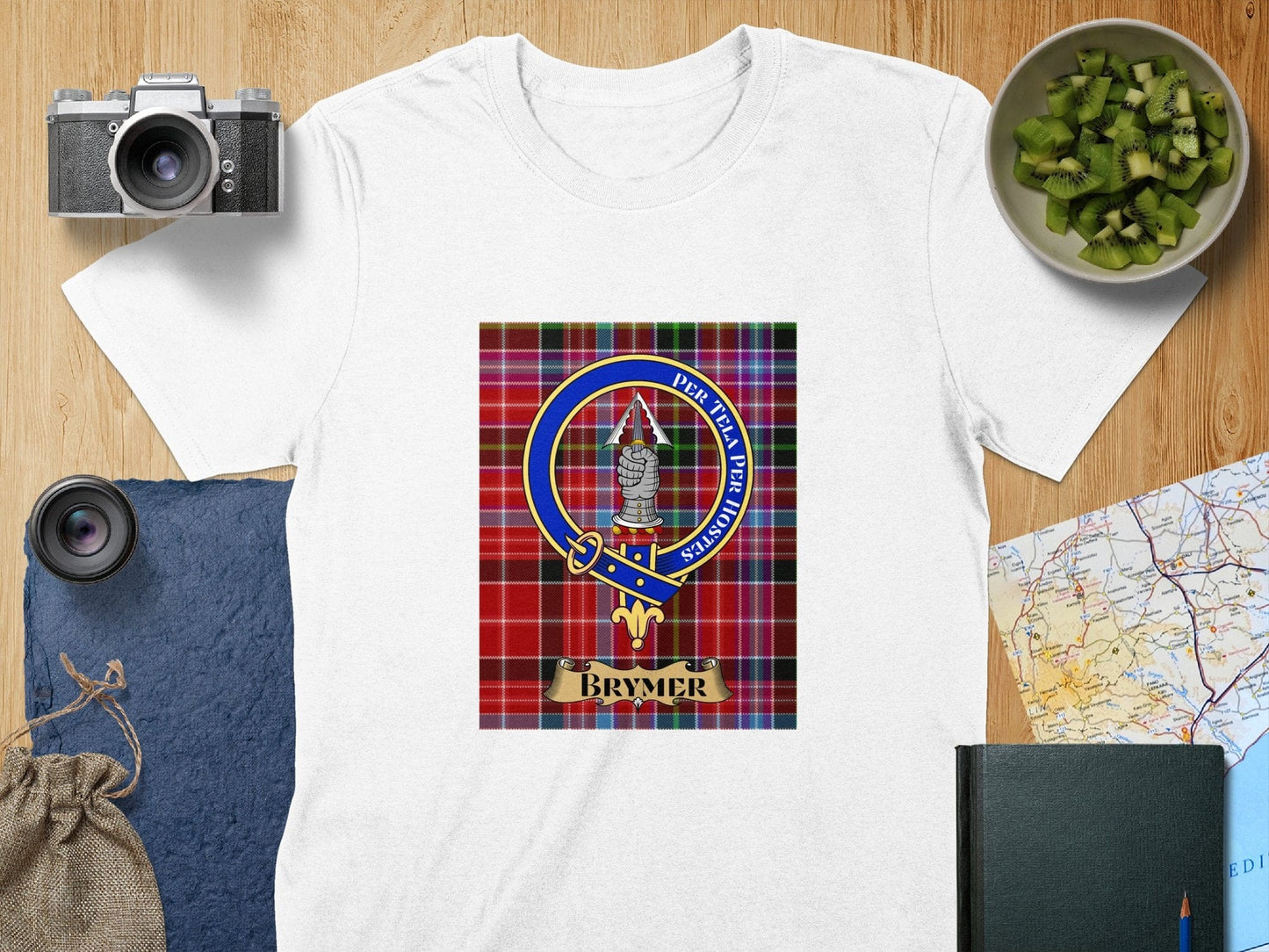 Physical Item S / White Brymer Clan Scottish Tartan Crest Unisex T-Shirt