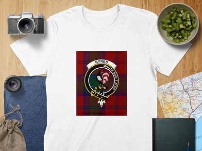 Physical Item S / White Byres Clan Scottish Tartan Crest Unisex T-Shirt