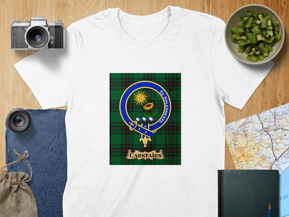 Physical Item S / White Carstairs Clan Scottish Tartan Crest Unisex T-Shirt