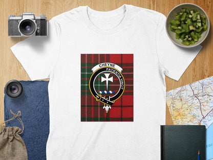 Physical Item S / White Cheyne Clan Scottish Tartan Crest Unisex T-Shirt