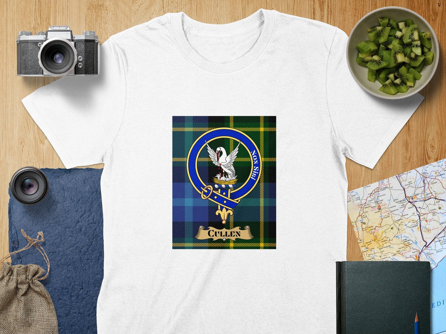 Physical Item S / White Cullen Clan Scottish Tartan Crest Unisex T-Shirt