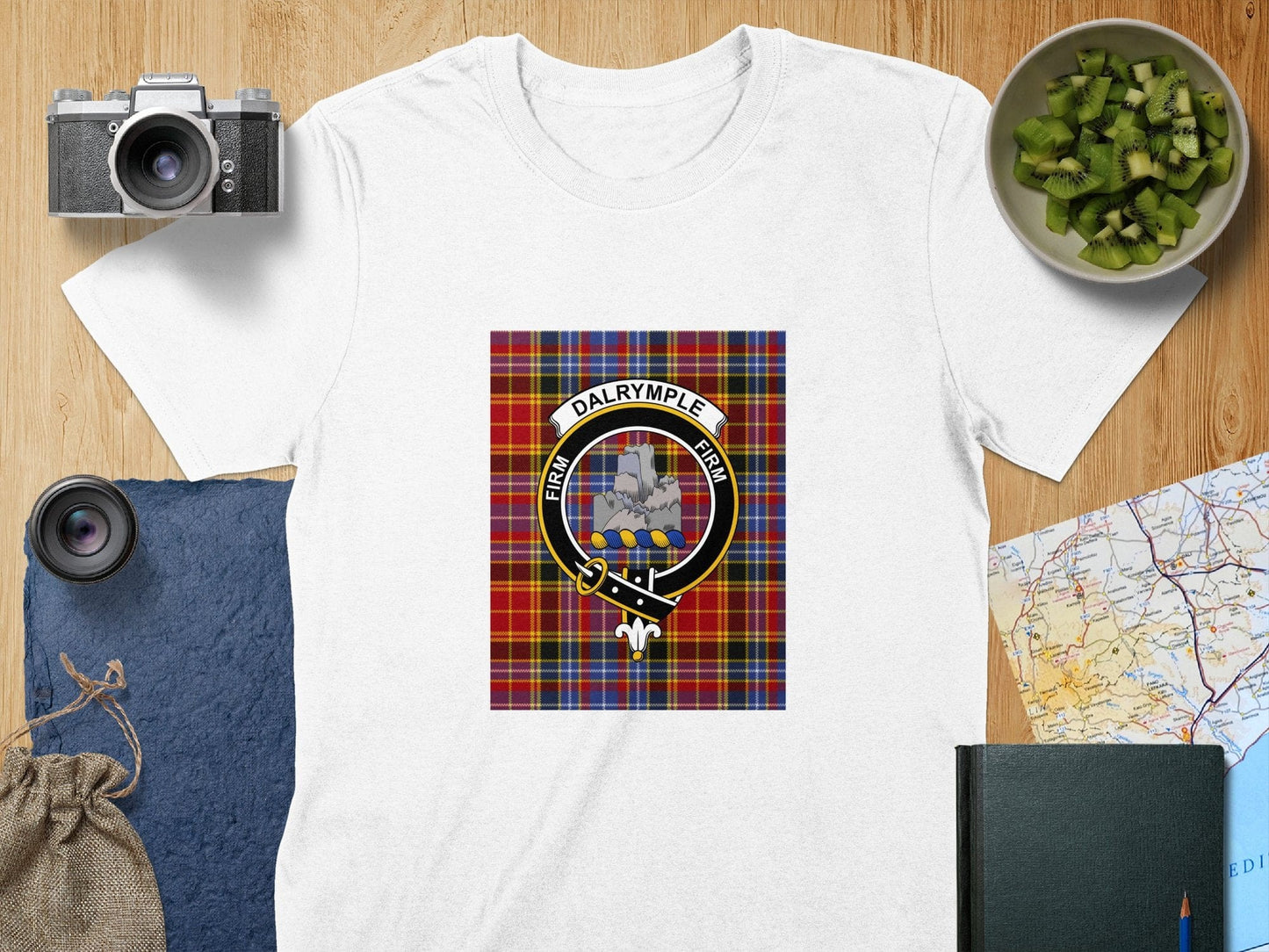 Physical Item S / White Dalrymple Clan Scottish Tartan Crest Unisex T-Shirt