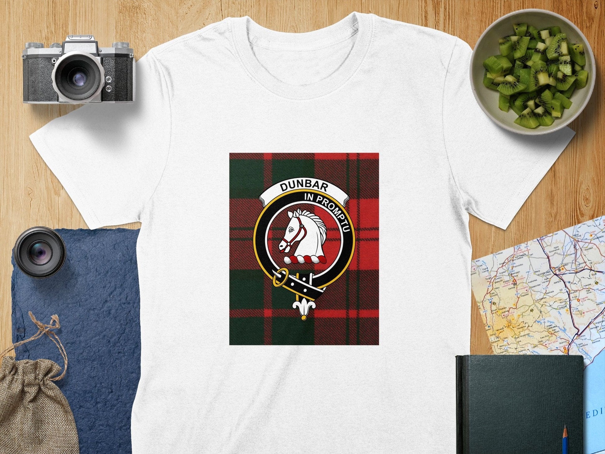 Physical Item S / White Dunbar Clan Scottish Tartan Crest Unisex T-Shirt