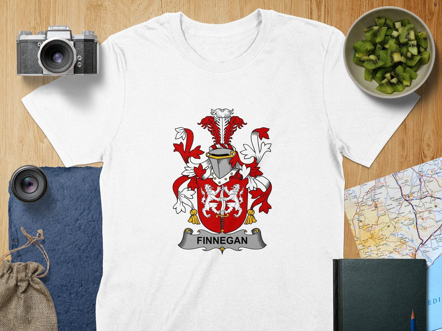 Physical Item S / White Finnegan Surname Irish Heraldry Unisex T-Shirt