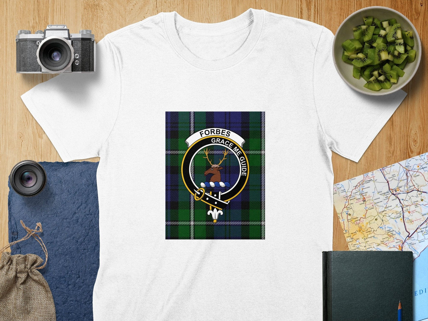 Physical Item S / White Forbes Clan Scottish Tartan Crest Unisex T-Shirt