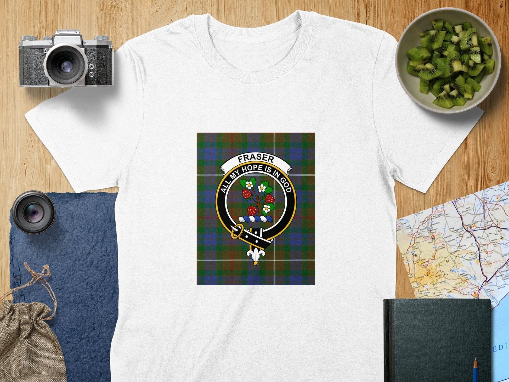 Physical Item S / White Fraser Clan Scottish Tartan Crest Unisex T-Shirt