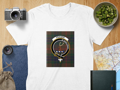 Physical Item S / White Fraser Clan Scottish Tartan Crest Unisex T-Shirt